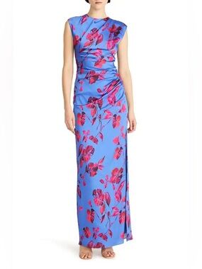 ML MONIQUE LHUILLIER SATIN FLORAL GOWN